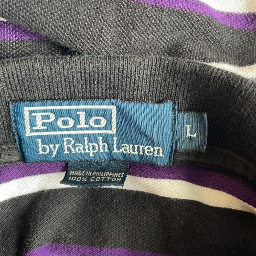 Polo Ralph Lauren Black and Purple Polo Shirt L . - Picture 7 of 8